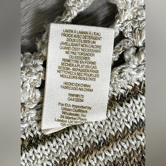 Free People Casablanca Boho Knit Poncho Wool Cream Brown XS - Picture 13 of 14